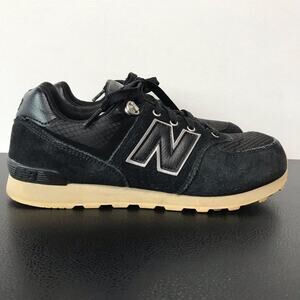 New Balance Boys 574 V1 Outdoor Activist Black Tan Suede Leather Retro Sneakers